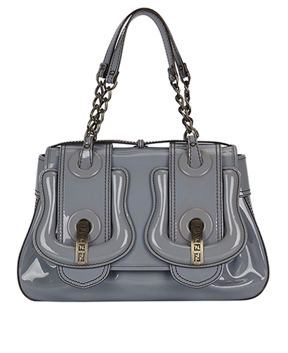 B Bag, &pound;200, Handbags, Blue, Patent Leather, Front view